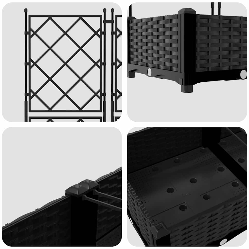 Gartenpflanzer mit Gitter Schwarz 80 x 40 x 125,5 cm PP
