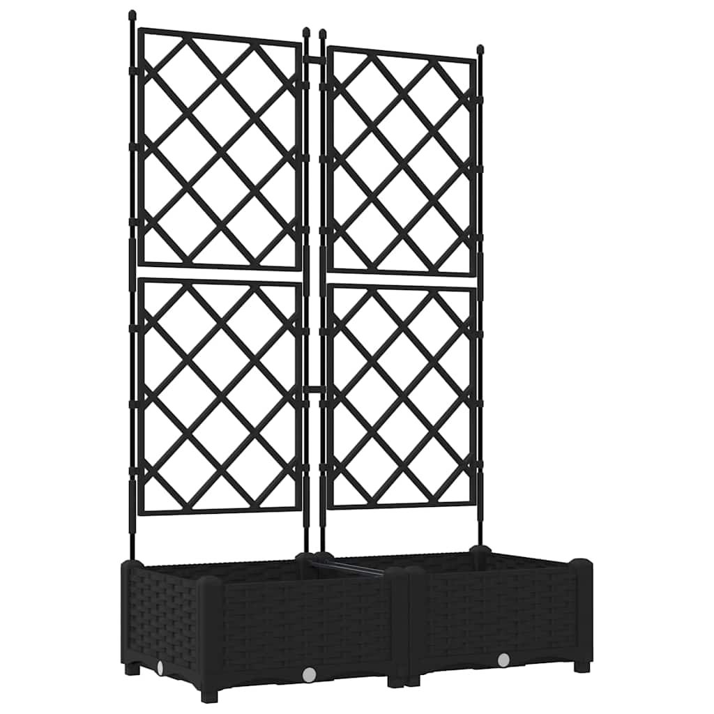 Gartenpflanzer mit Gitter Schwarz 80 x 40 x 125,5 cm PP