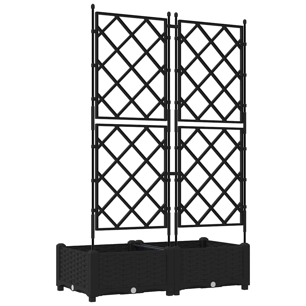 Gartenpflanzer mit Gitter Schwarz 80 x 40 x 125,5 cm PP