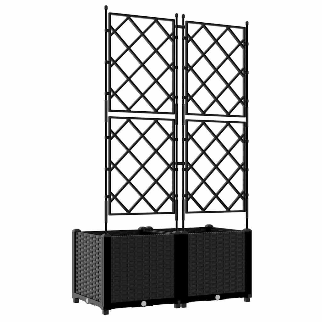Gartenpflanzer mit Gitter 2 pcs Schwarz 80 x 40 x 143 cm PP