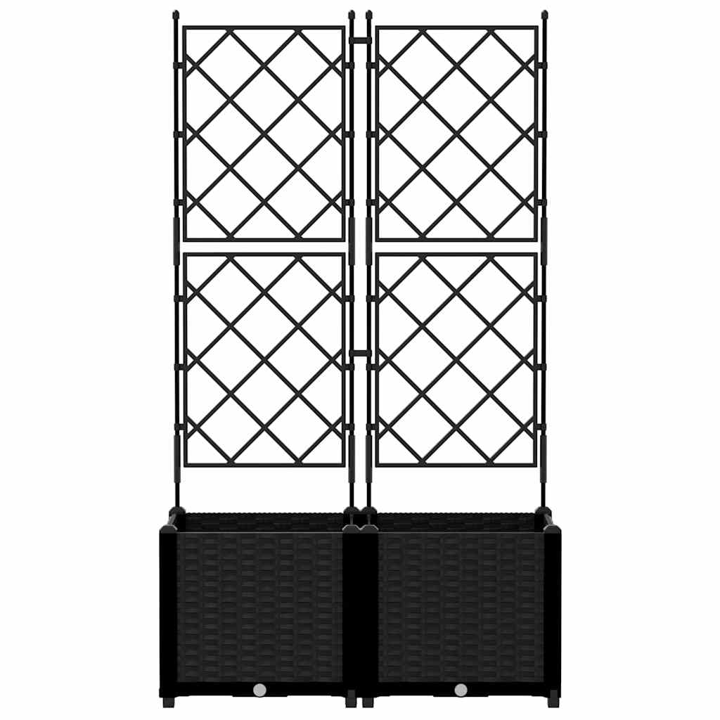 Gartenpflanzer mit Gitter 2 pcs Schwarz 80 x 40 x 143 cm PP