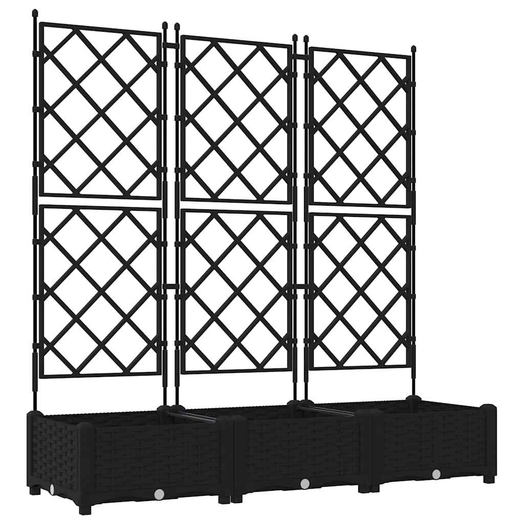 Gartenpflanzer mit Gitter 3 pcs Schwarz 120 x 40 x 125,5 cm PP