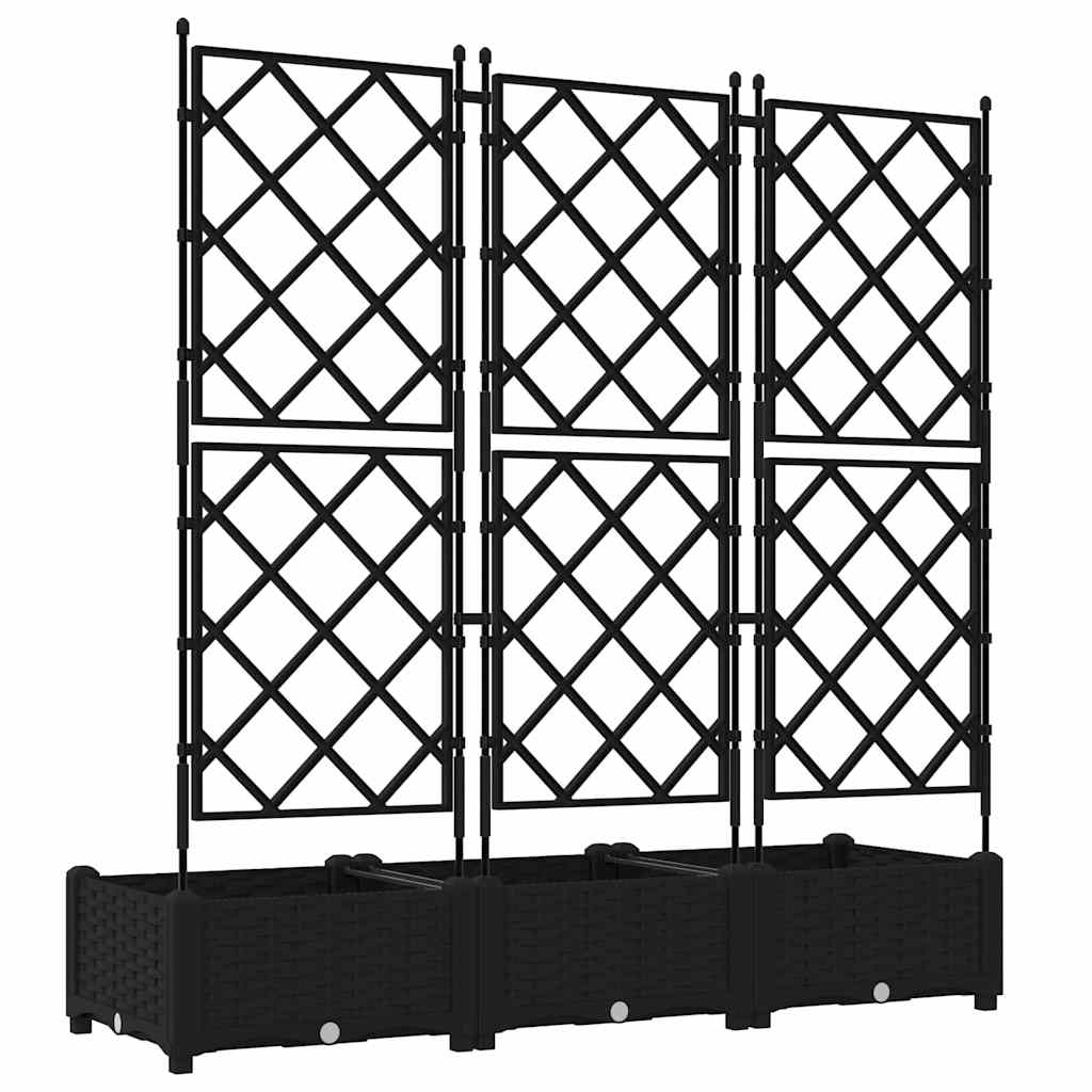 Gartenpflanzer mit Gitter 3 pcs Schwarz 120 x 40 x 125,5 cm PP