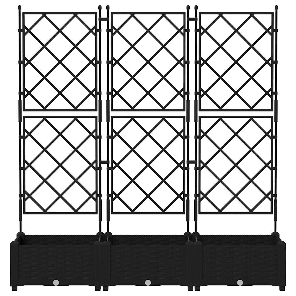Gartenpflanzer mit Gitter 3 pcs Schwarz 120 x 40 x 125,5 cm PP