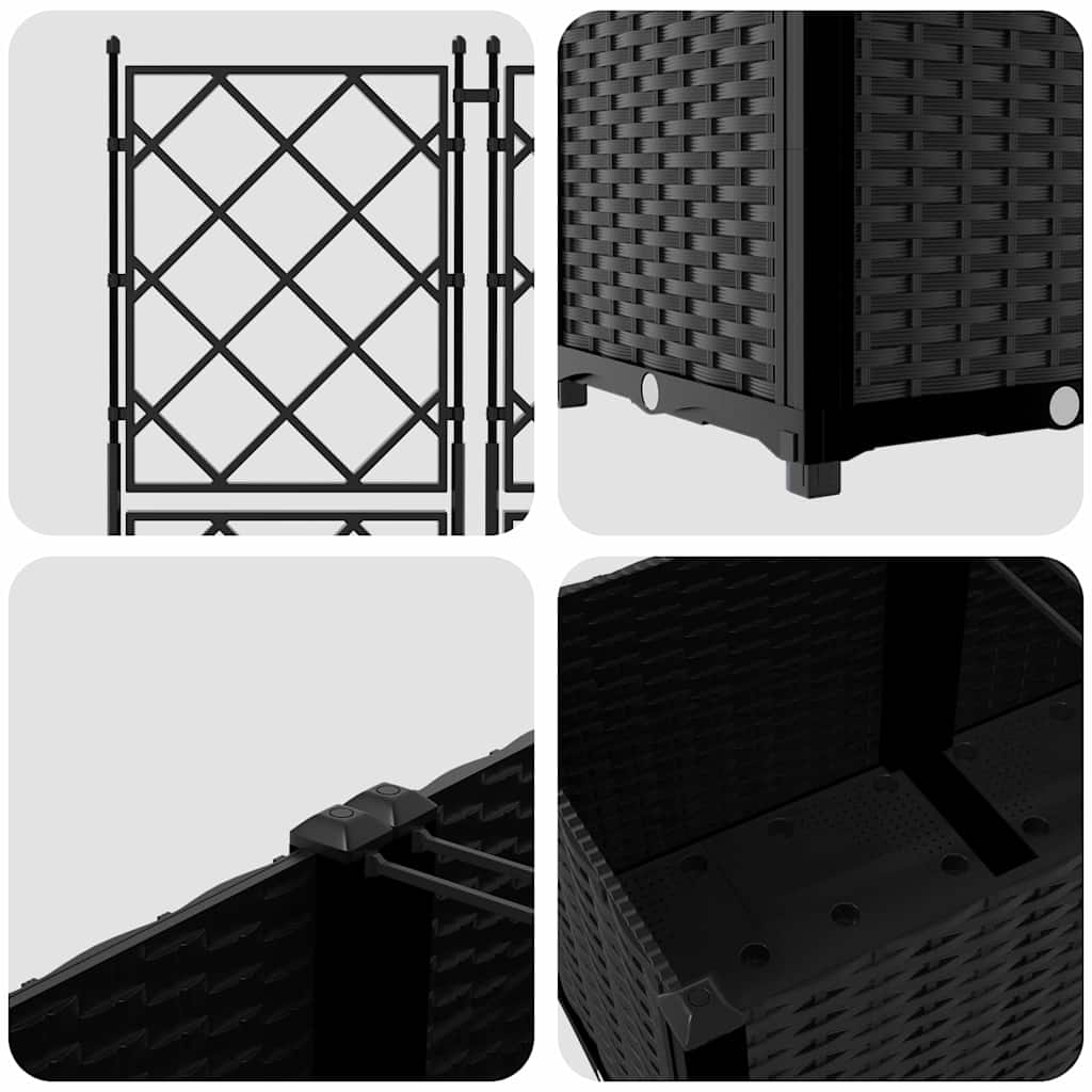 Gartenpflanzer mit Gitter 3 pcs Schwarz 120 x 40 x 143 cm PP