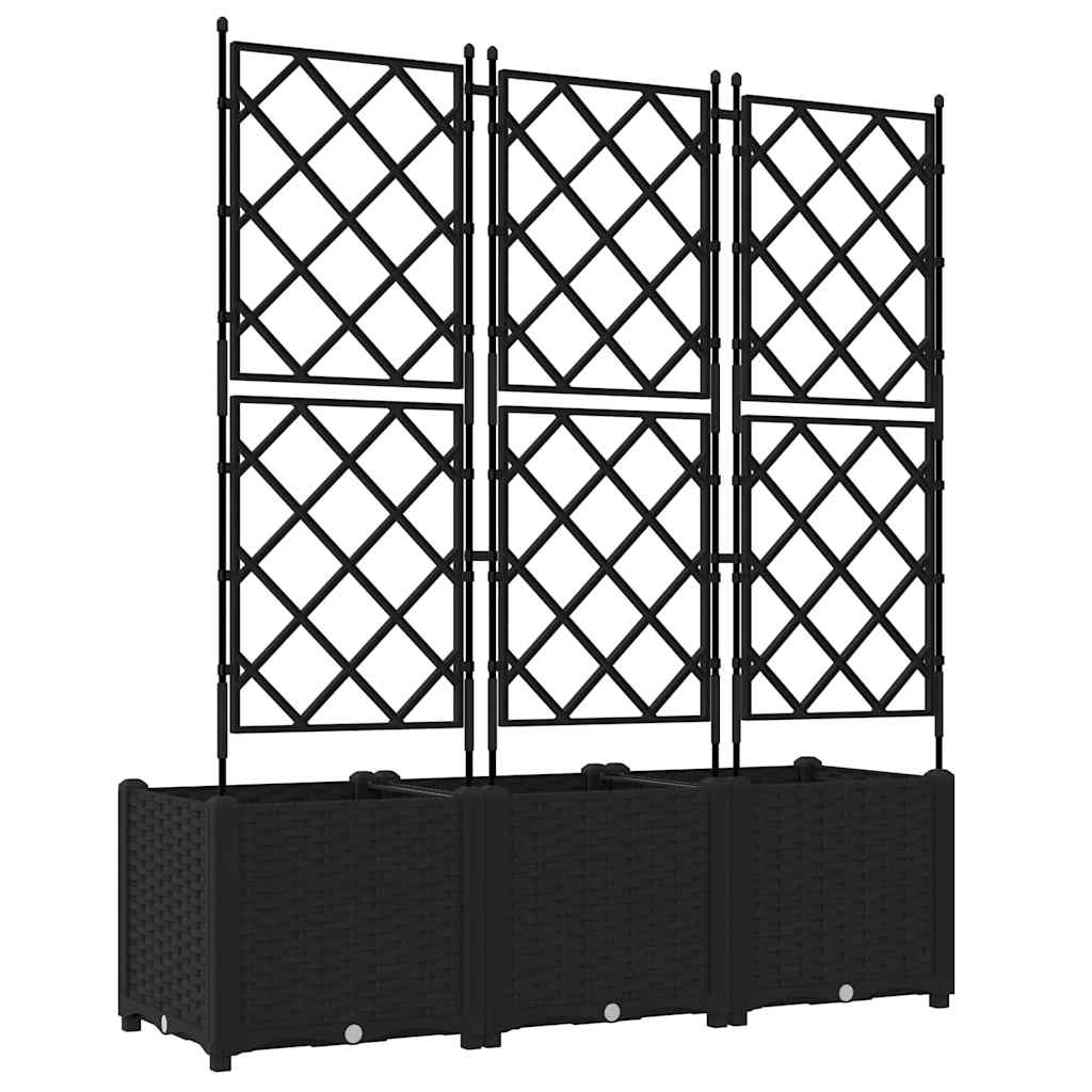 Gartenpflanzer mit Gitter 3 pcs Schwarz 120 x 40 x 143 cm PP