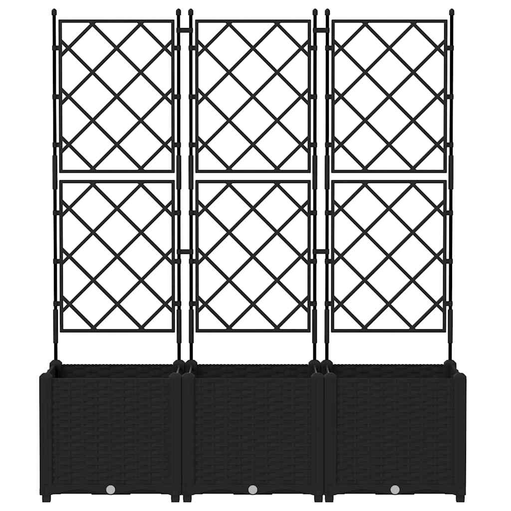 Gartenpflanzer mit Gitter 3 pcs Schwarz 120 x 40 x 143 cm PP