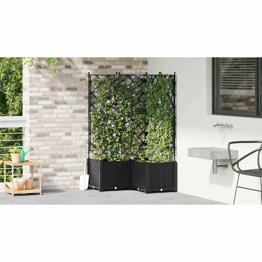 Gartenpflanzer mit Gitter 3 pcs Schwarz 80 x 80 x 143 cm PP