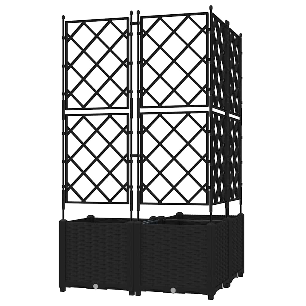 Gartenpflanzer mit Gitter 3 pcs Schwarz 80 x 80 x 143 cm PP