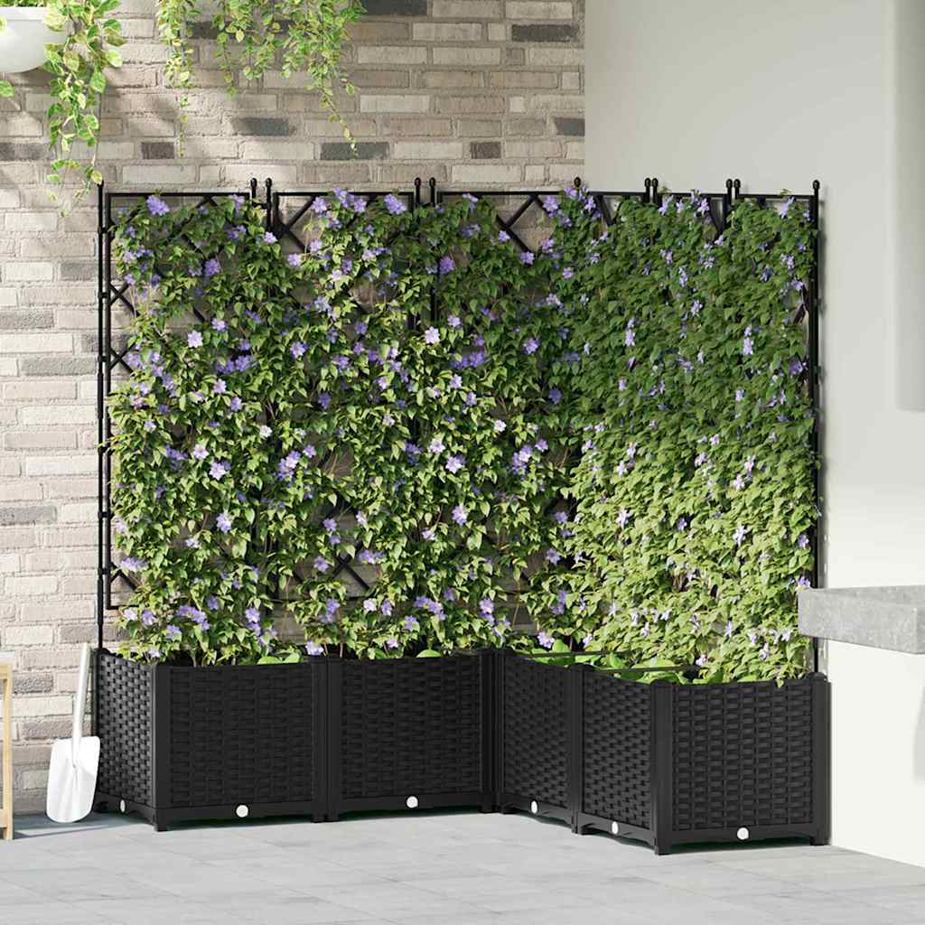 Gartenpflanzer mit Gitter 5 pcs Schwarz 120 x 120 x 143 cm PP