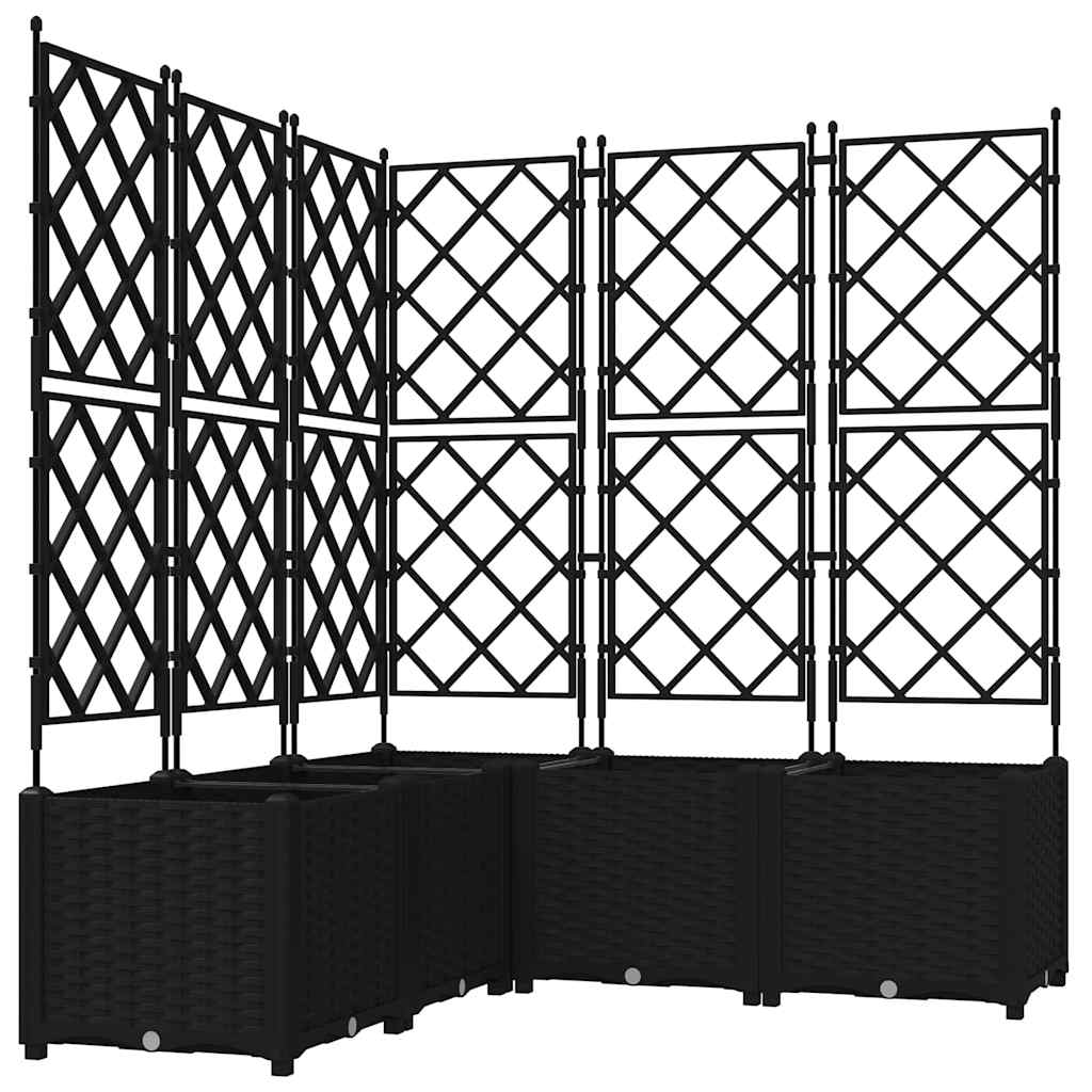 Gartenpflanzer mit Gitter 5 pcs Schwarz 120 x 120 x 143 cm PP