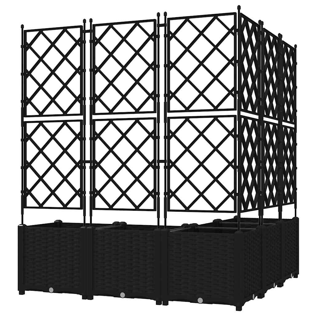 Gartenpflanzer mit Gitter 5 pcs Schwarz 120 x 120 x 143 cm PP