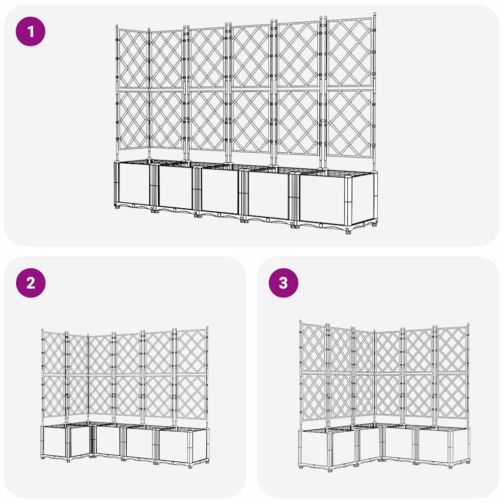Gartenpflanzer mit Gitter 5 pcs Schwarz 120 x 120 x 143 cm PP