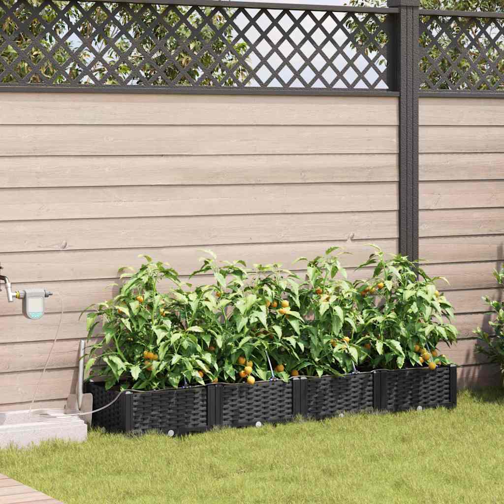 Gartenpflanzer Schwarz 160 x 40 x 22 cm Stahl