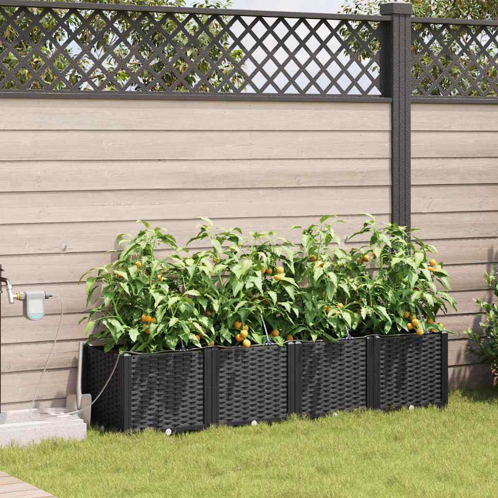 Gartenpflanzer Schwarz 160 x 40 x 37.5 cm Stahl
