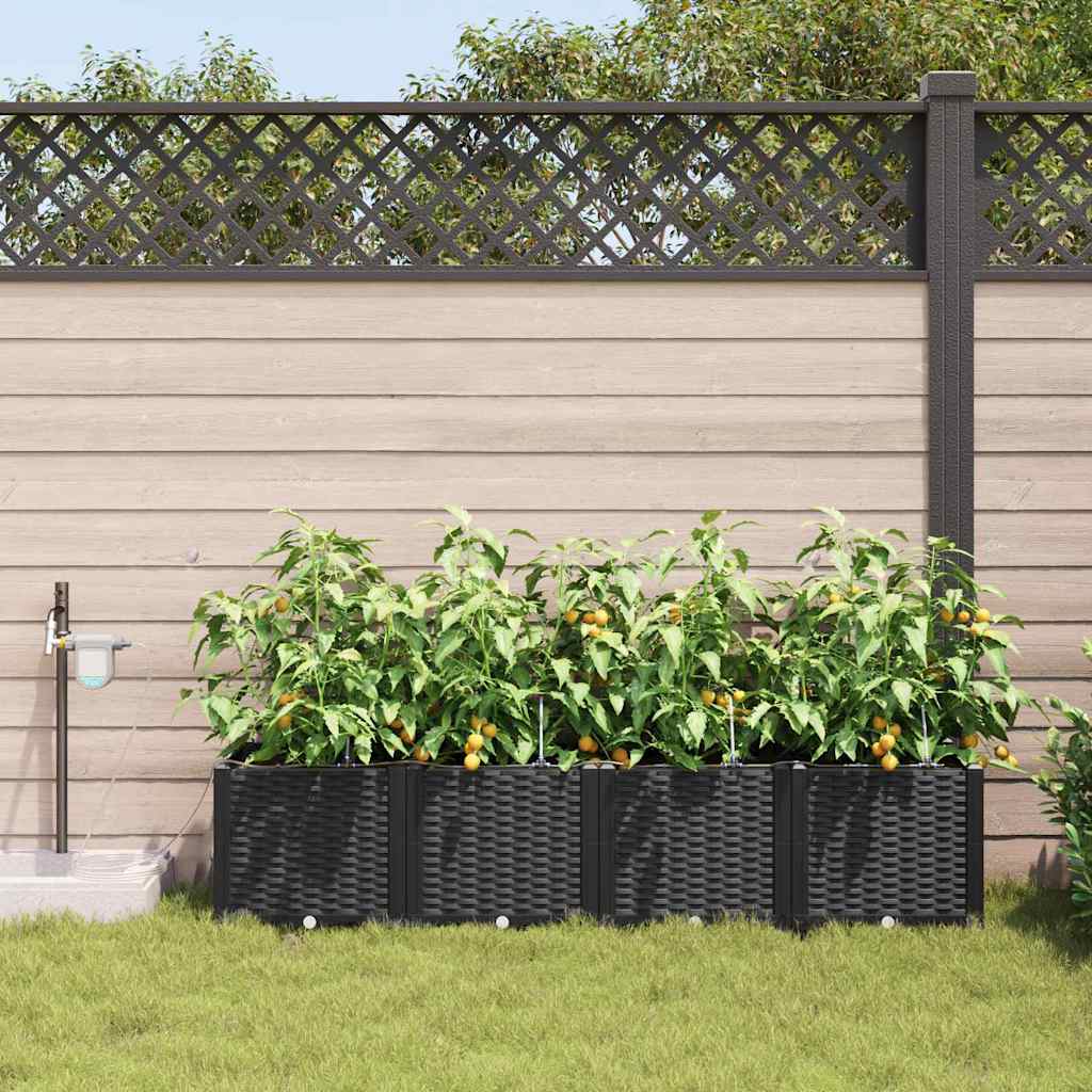 Gartenpflanzer Schwarz 160 x 40 x 37.5 cm Stahl
