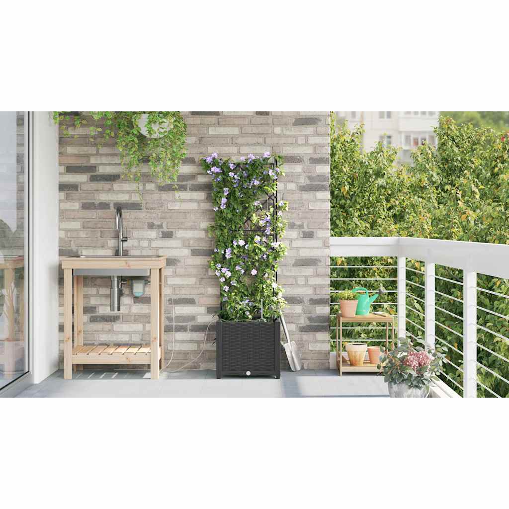 Gartenpflanzer Schwarz 40 x 40 x 142 cm Stahl