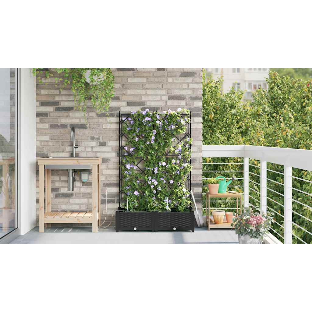 Gartenpflanzer Schwarz 80 x 40 x 126 cm Stahl