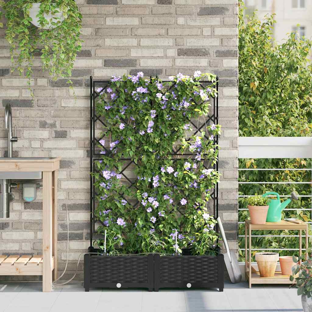 Gartenpflanzer Schwarz 80 x 40 x 126 cm Stahl