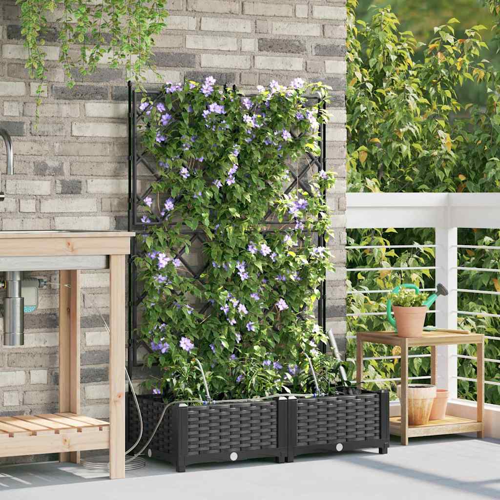 Gartenpflanzer Schwarz 80 x 40 x 126 cm Stahl