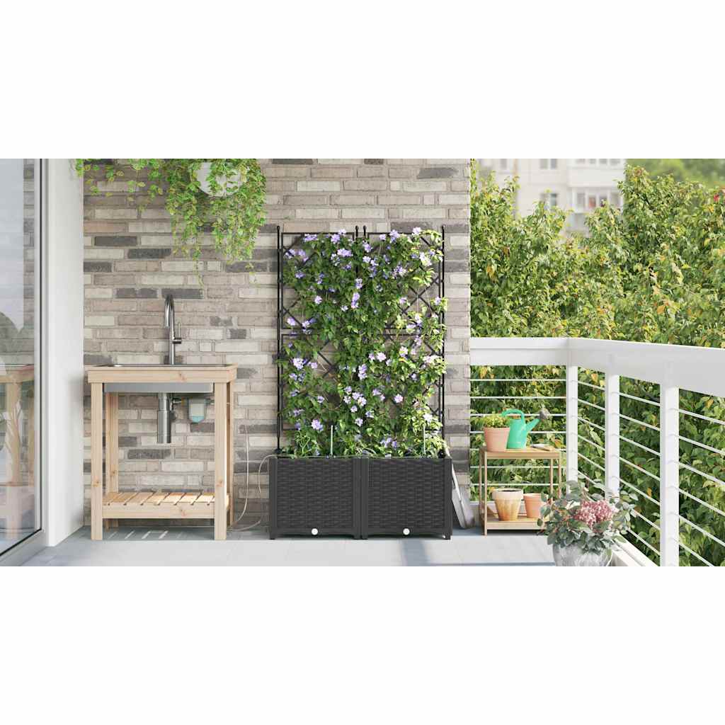 Gartenpflanzer Schwarz 80 x 40 x 142 cm Stahl