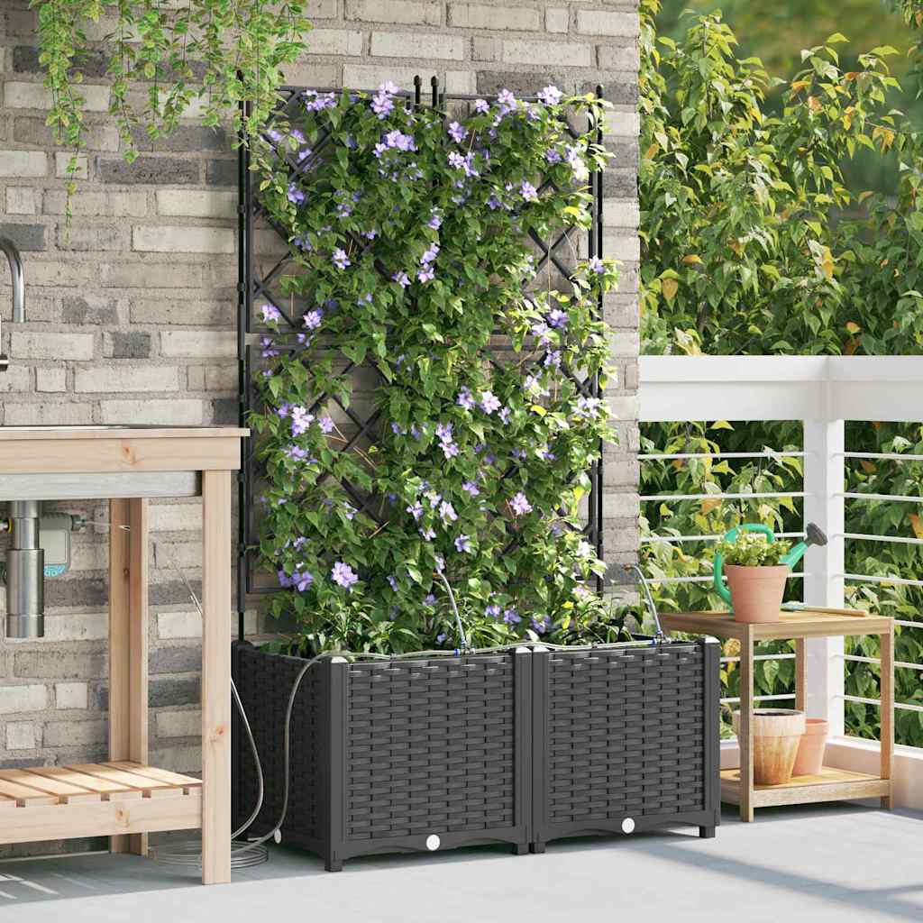 Gartenpflanzer Schwarz 80 x 40 x 142 cm Stahl