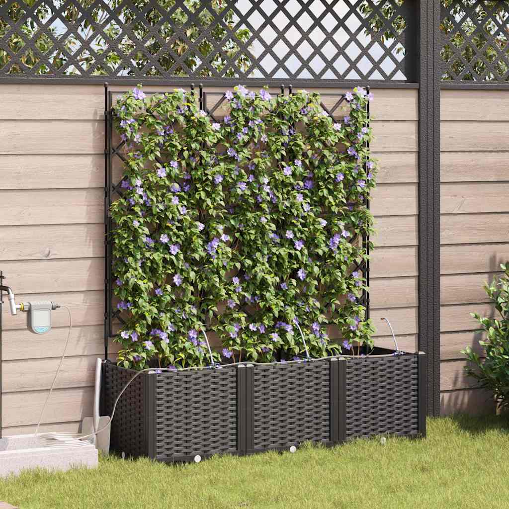 Gartenpflanzer Schwarz 120 x 40 x 142 cm Stahl