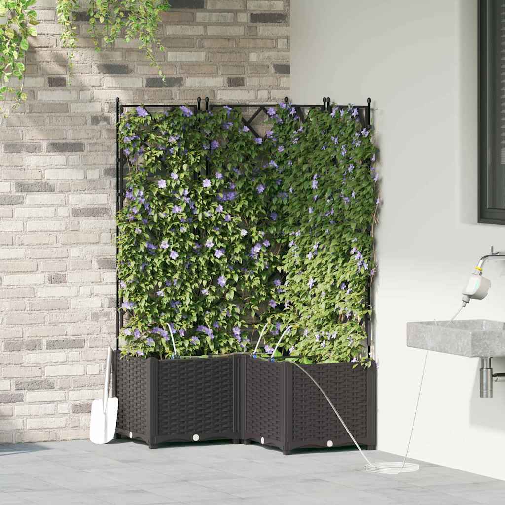 Gartenpflanzer Schwarz 80 x 80 x 142 cm Stahl