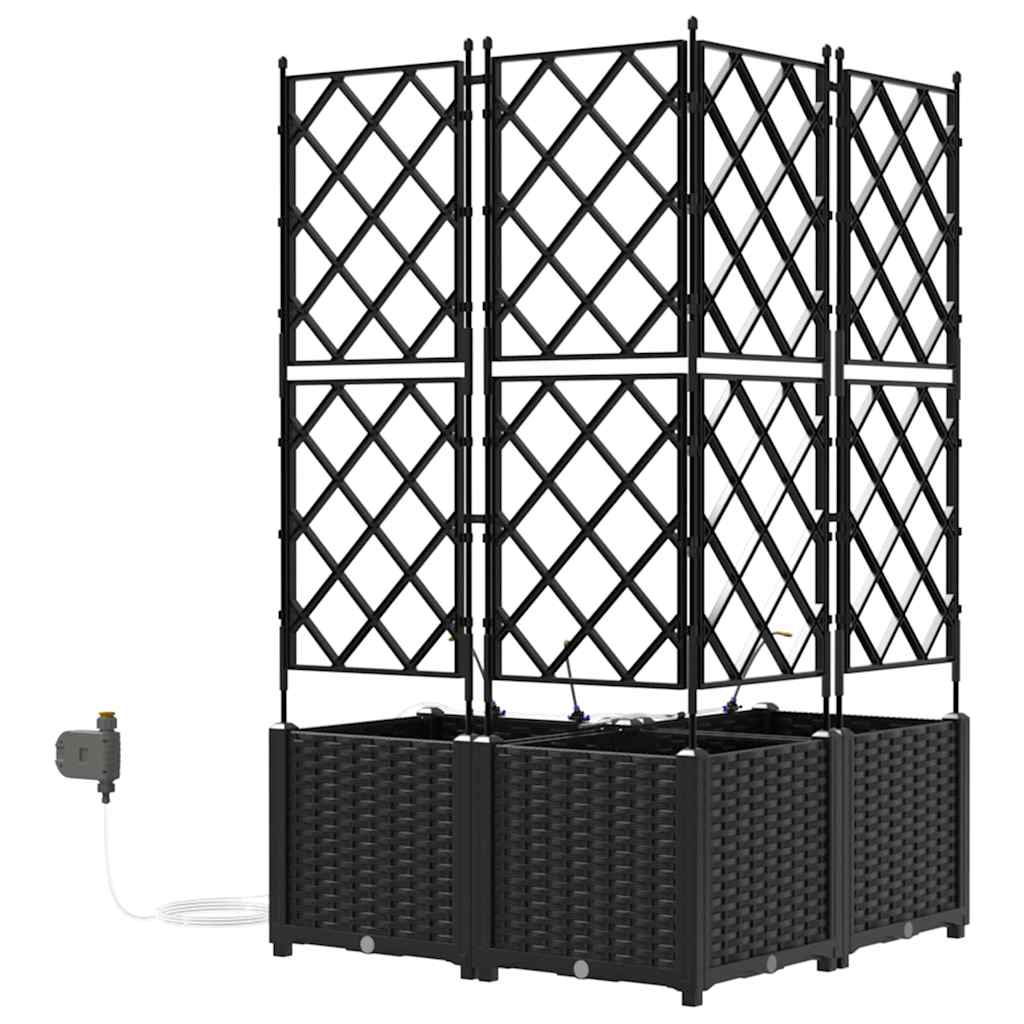 Gartenpflanzer Schwarz 80 x 80 x 142 cm Stahl