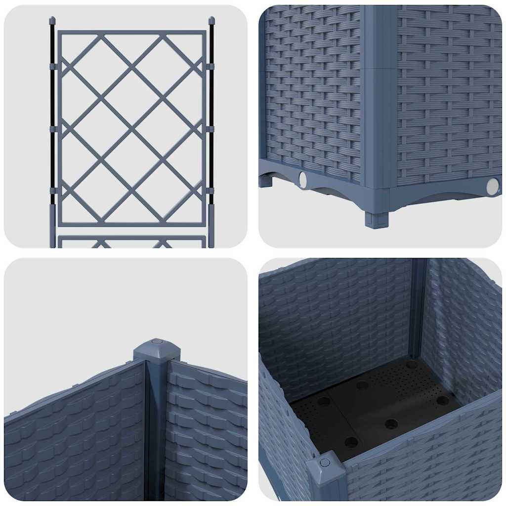 Gartenpflanzer mit Gitter Grau 40 x 40 x 143 cm PP