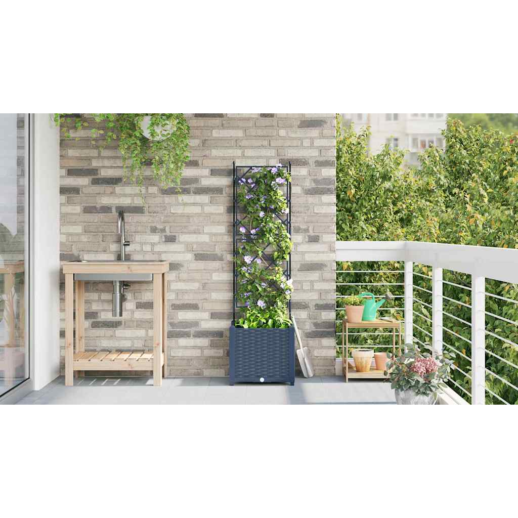 Gartenpflanzer mit Gitter Grau 40 x 40 x 143 cm PP