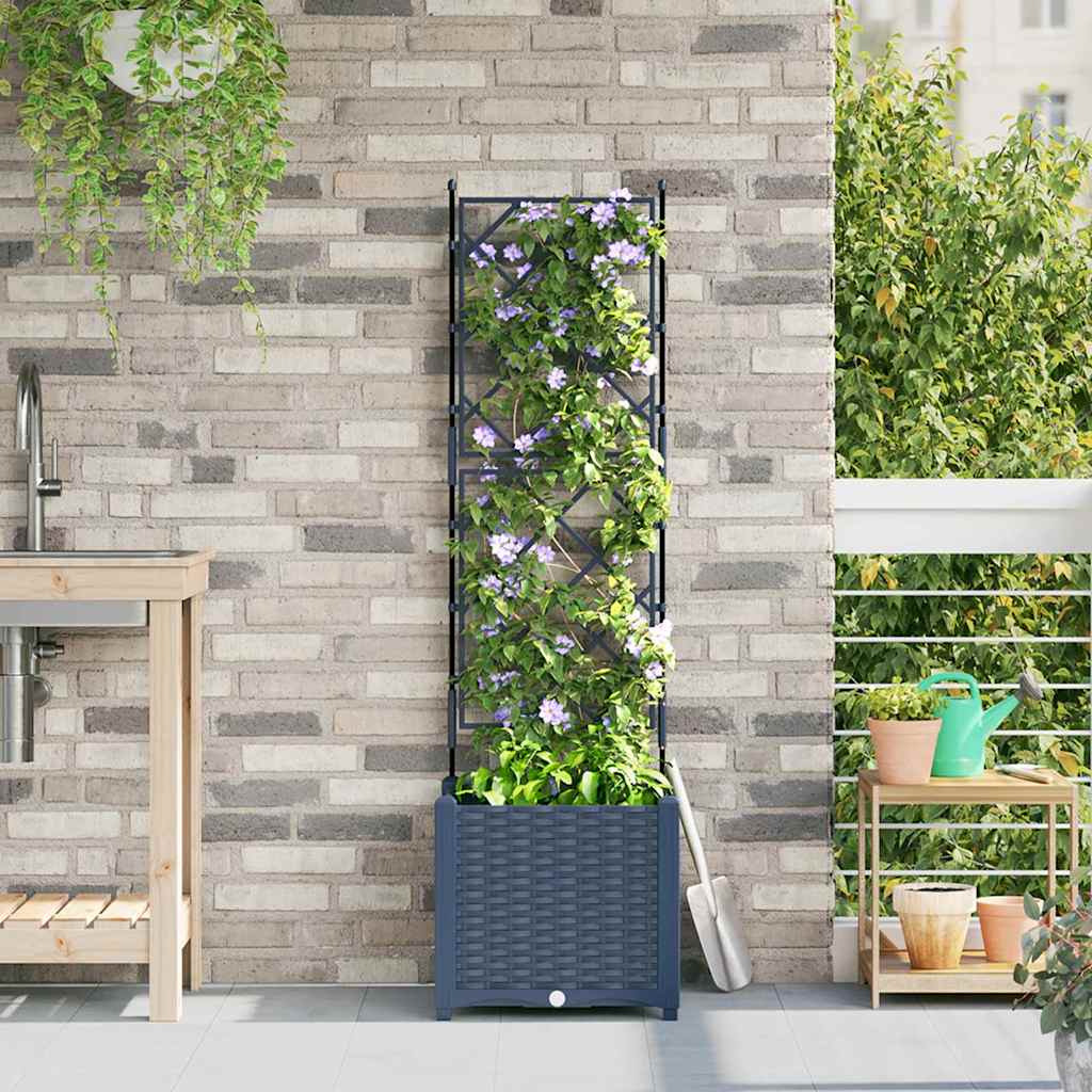 Gartenpflanzer mit Gitter Grau 40 x 40 x 143 cm PP