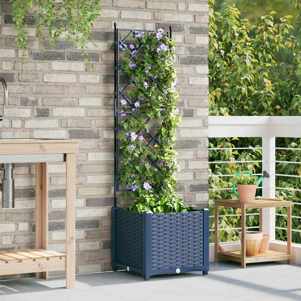 Gartenpflanzer mit Gitter Grau 40 x 40 x 143 cm PP