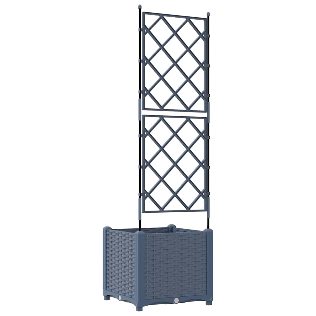 Gartenpflanzer mit Gitter Grau 40 x 40 x 143 cm PP