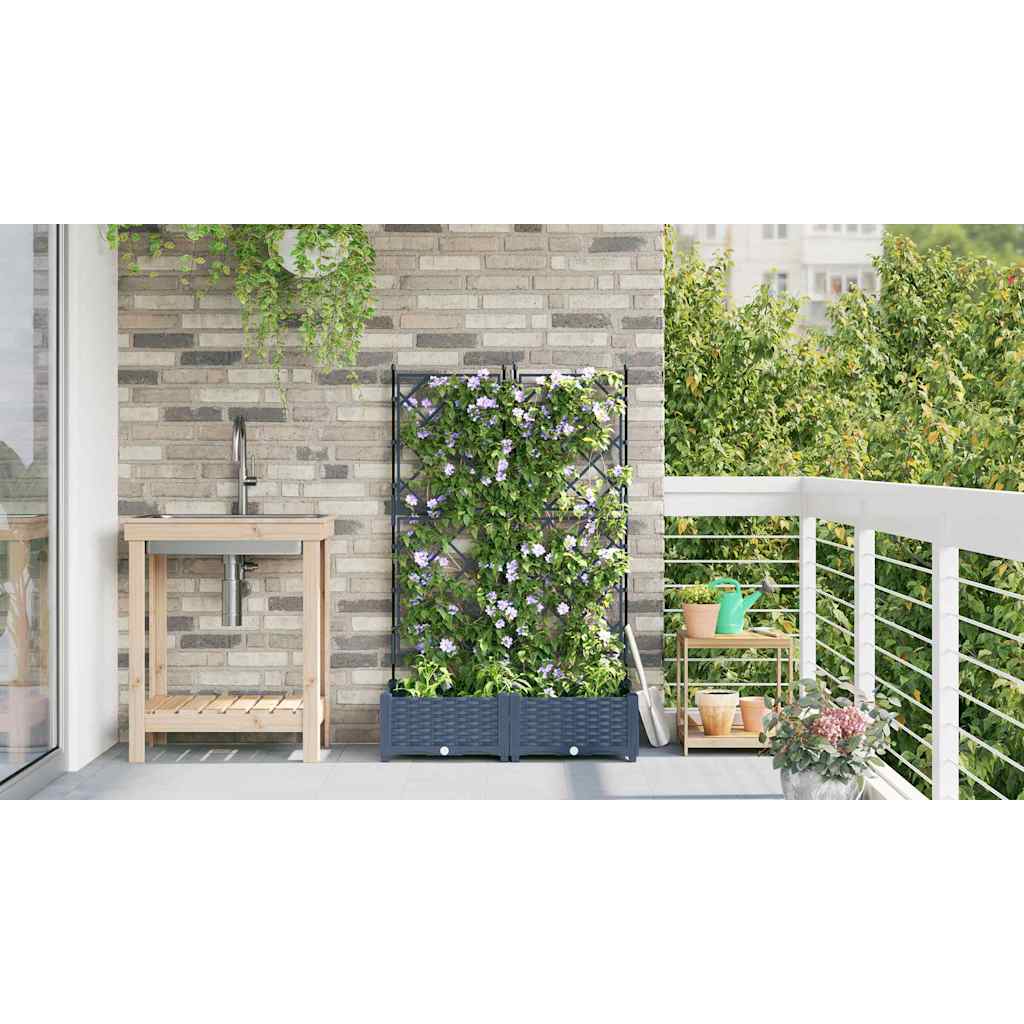 Gartenpflanzer mit Gitter Grau 80 x 40 x 125,5 cm PP