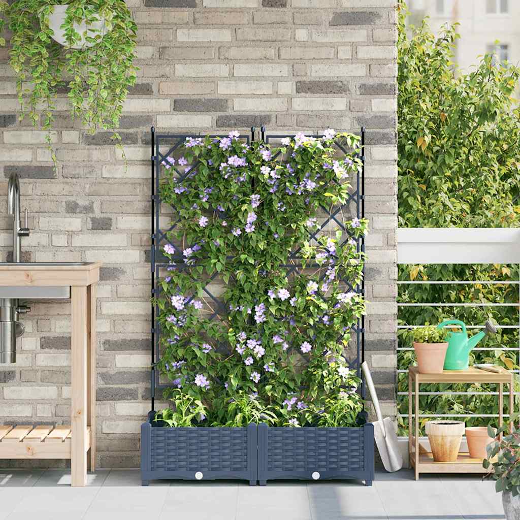 Gartenpflanzer mit Gitter Grau 80 x 40 x 125,5 cm PP