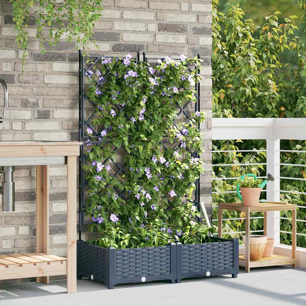 Gartenpflanzer mit Gitter Grau 80 x 40 x 125,5 cm PP