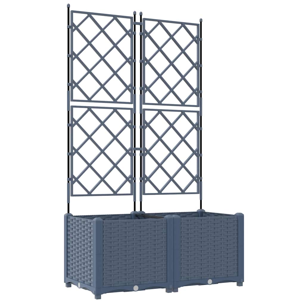 Gartenpflanzer mit Gitter 2 pcs Grau 80 x 40 x 143 cm PP