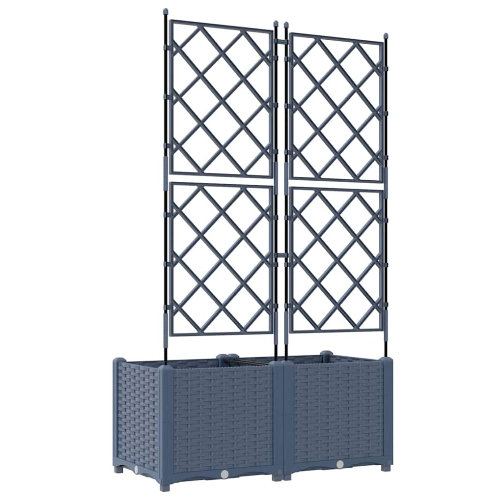 Gartenpflanzer mit Gitter 2 pcs Grau 80 x 40 x 143 cm PP