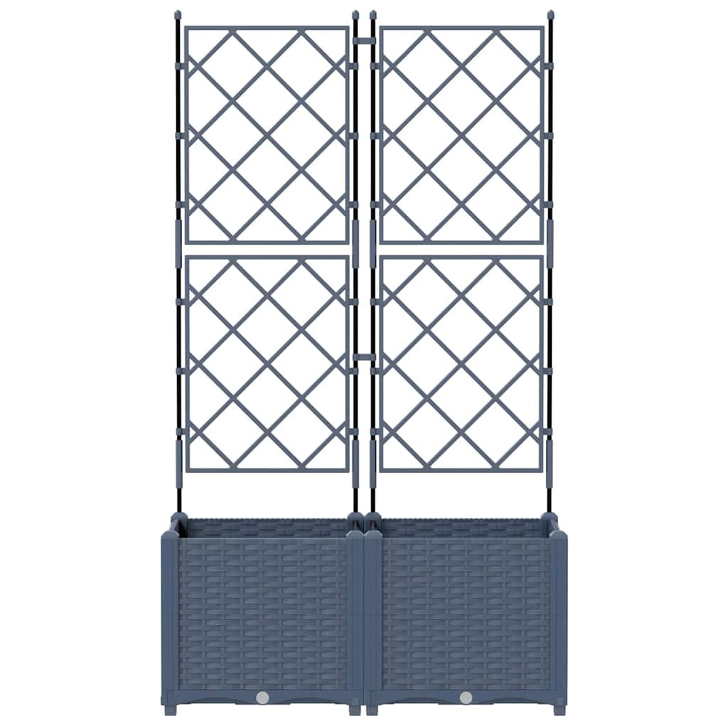 Gartenpflanzer mit Gitter 2 pcs Grau 80 x 40 x 143 cm PP