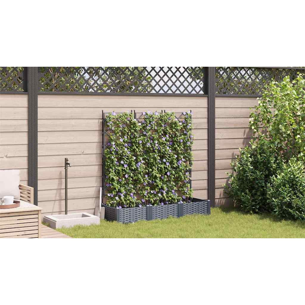 Gartenpflanzer mit Gitter 3 pcs Grau 120 x 40 x 125,5 cm PP