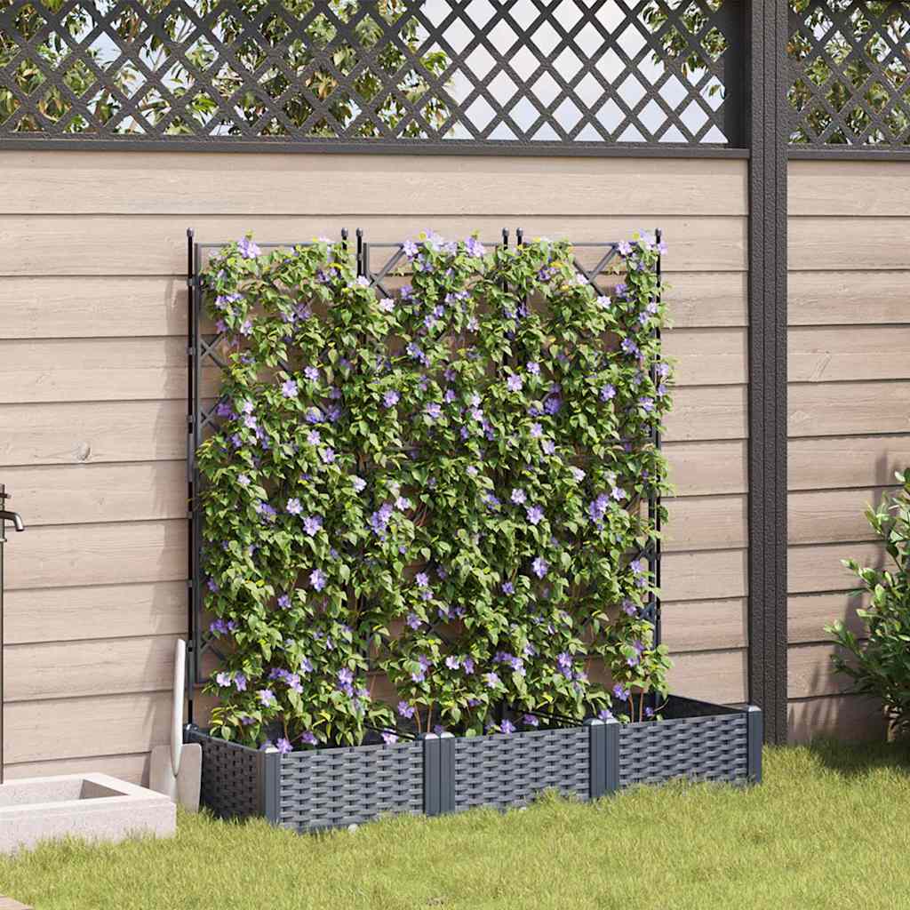 Gartenpflanzer mit Gitter 3 pcs Grau 120 x 40 x 125,5 cm PP