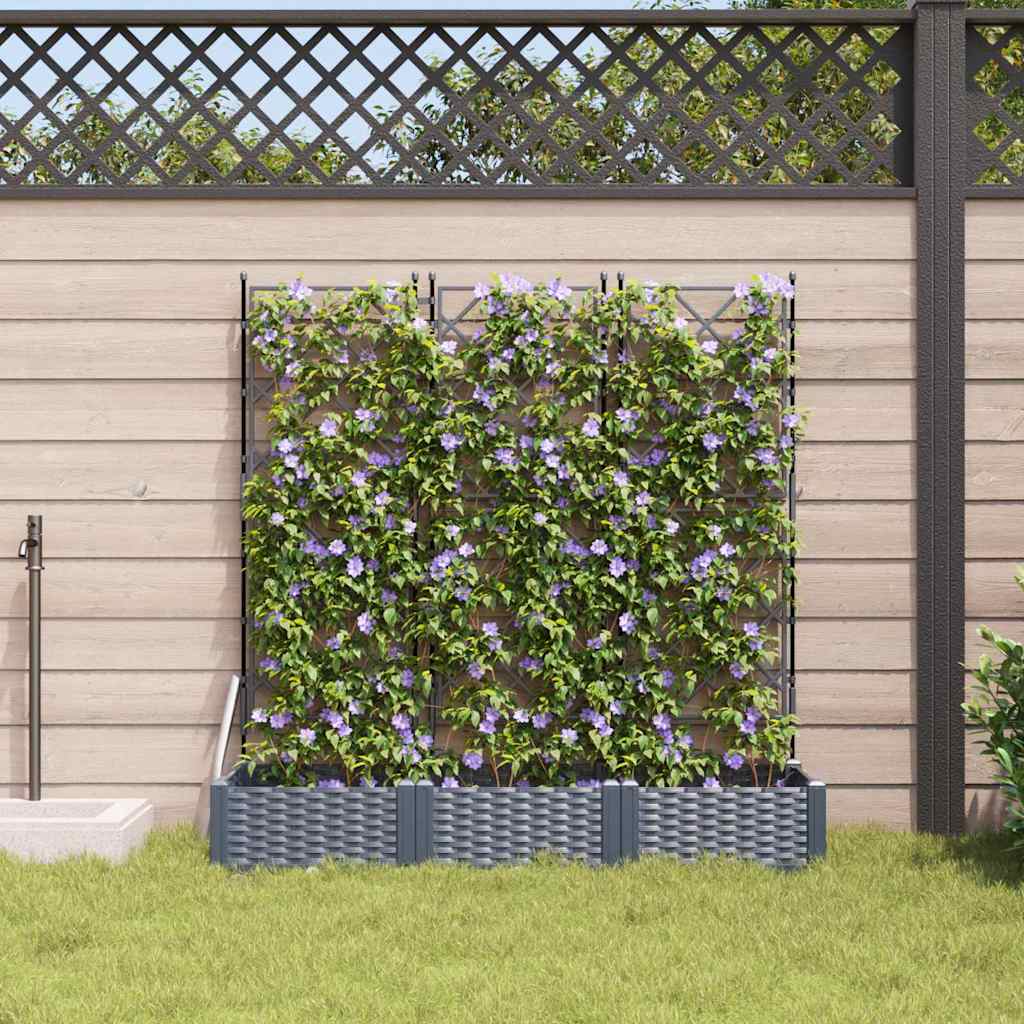 Gartenpflanzer mit Gitter 3 pcs Grau 120 x 40 x 125,5 cm PP