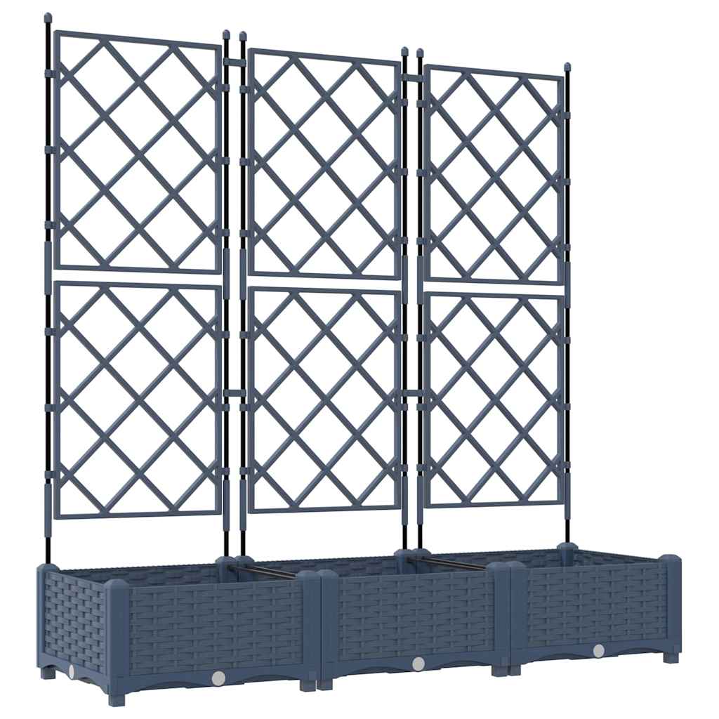 Gartenpflanzer mit Gitter 3 pcs Grau 120 x 40 x 125,5 cm PP