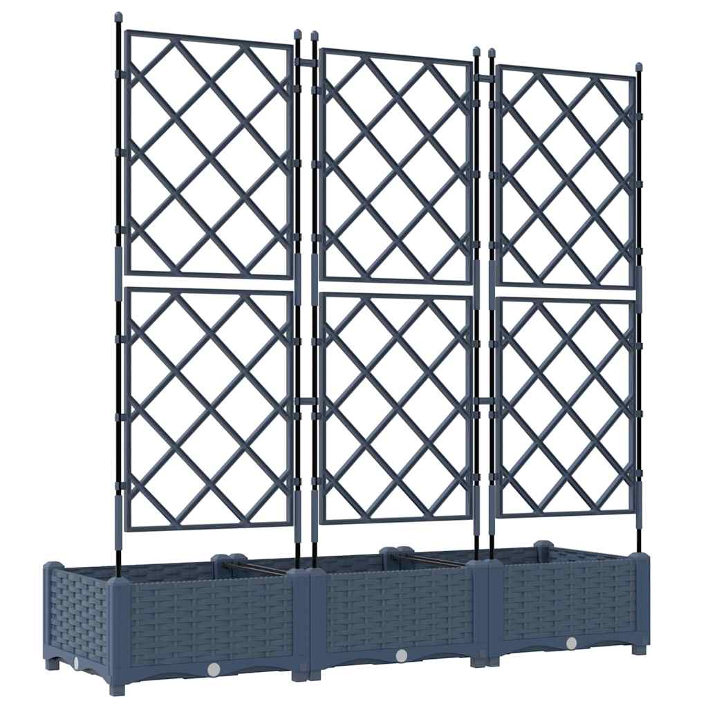 Gartenpflanzer mit Gitter 3 pcs Grau 120 x 40 x 125,5 cm PP