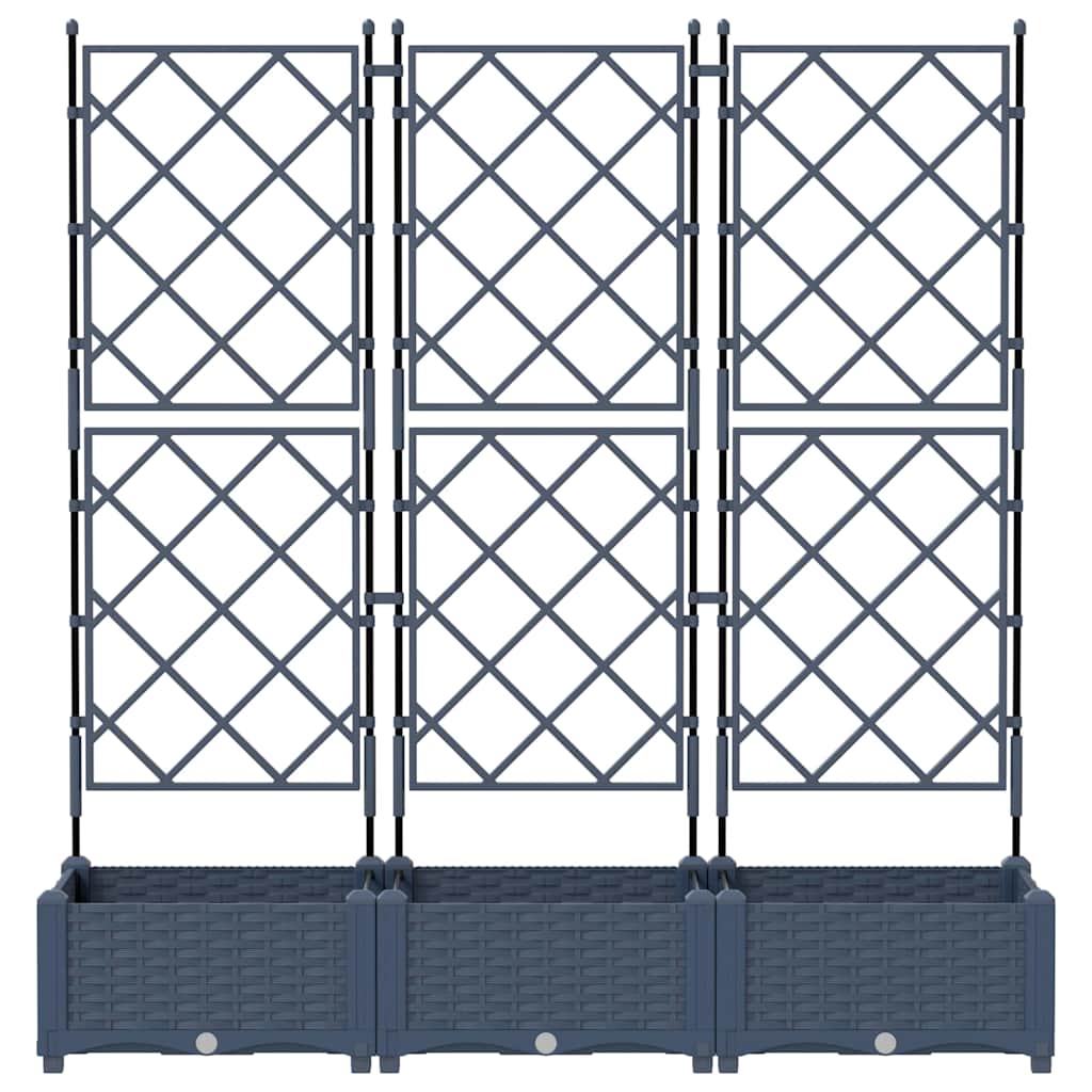 Gartenpflanzer mit Gitter 3 pcs Grau 120 x 40 x 125,5 cm PP
