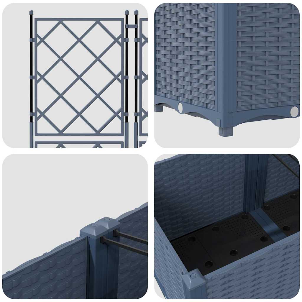 Gartenpflanzer mit Gitter 3 pcs Grau 80 x 80 x 143 cm PP