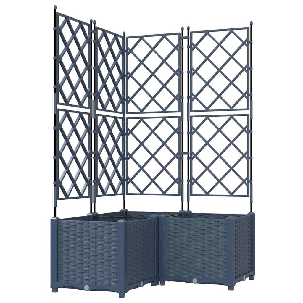 Gartenpflanzer mit Gitter 3 pcs Grau 80 x 80 x 143 cm PP