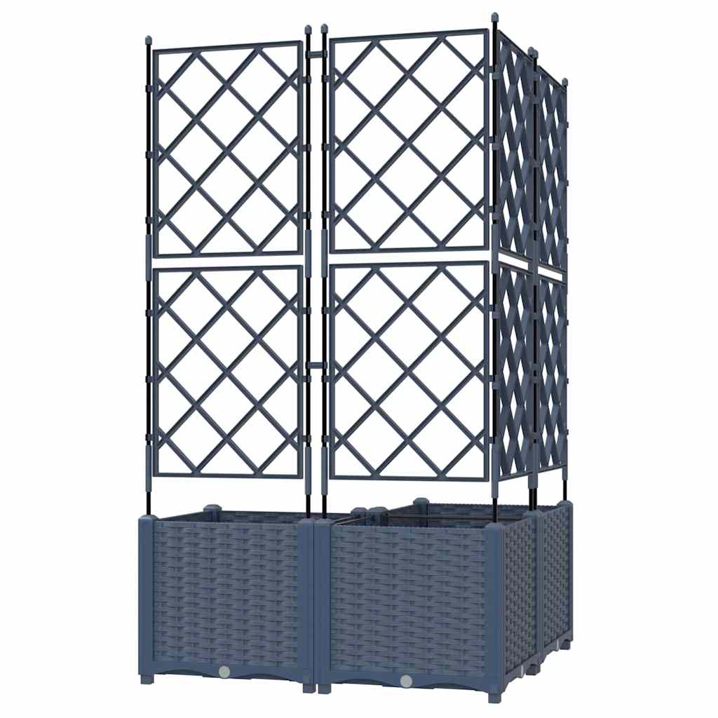 Gartenpflanzer mit Gitter 3 pcs Grau 80 x 80 x 143 cm PP