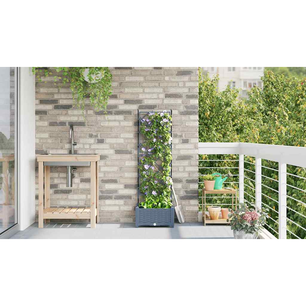 Gartenpflanzer mit Gitter Hellgrau 40 x 40 x 125,5 cm PP